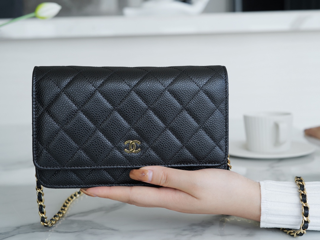 最高級シャネルスーパーコピー シャネルバッグコピー CHANEL WOC マトラッセ チェーンウォレット ブラック A33814 Y01480 C3906 キャビアスキン ゴールド金具 - 画像 (9)