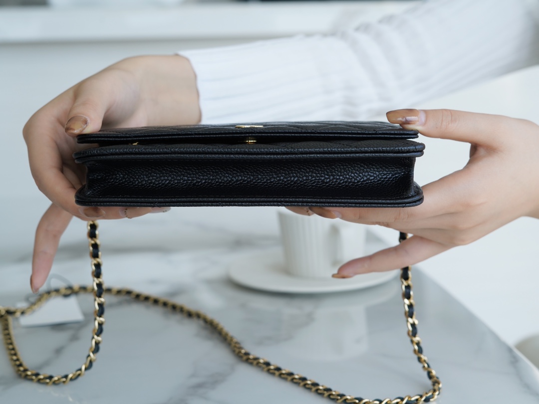 最高級シャネルスーパーコピー シャネルバッグコピー CHANEL WOC マトラッセ チェーンウォレット ブラック A33814 Y01480 C3906 キャビアスキン ゴールド金具 - 画像 (7)