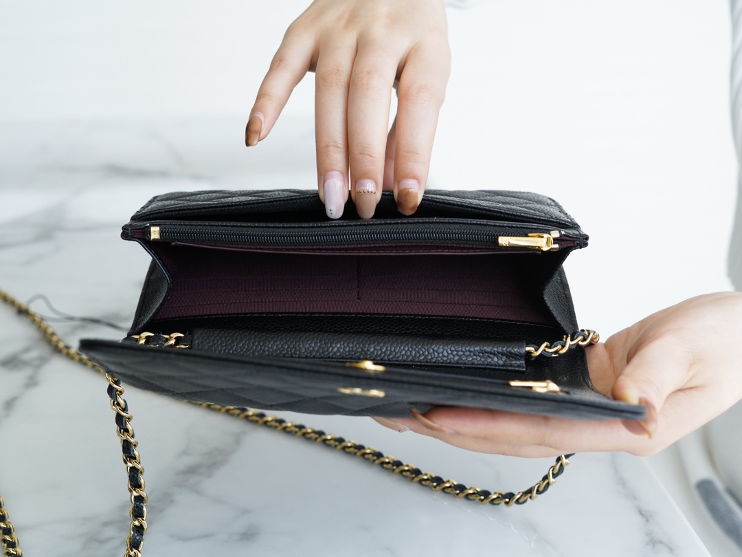 最高級シャネルスーパーコピー シャネルバッグコピー CHANEL WOC マトラッセ チェーンウォレット ブラック A33814 Y01480 C3906 キャビアスキン ゴールド金具 - 画像 (5)