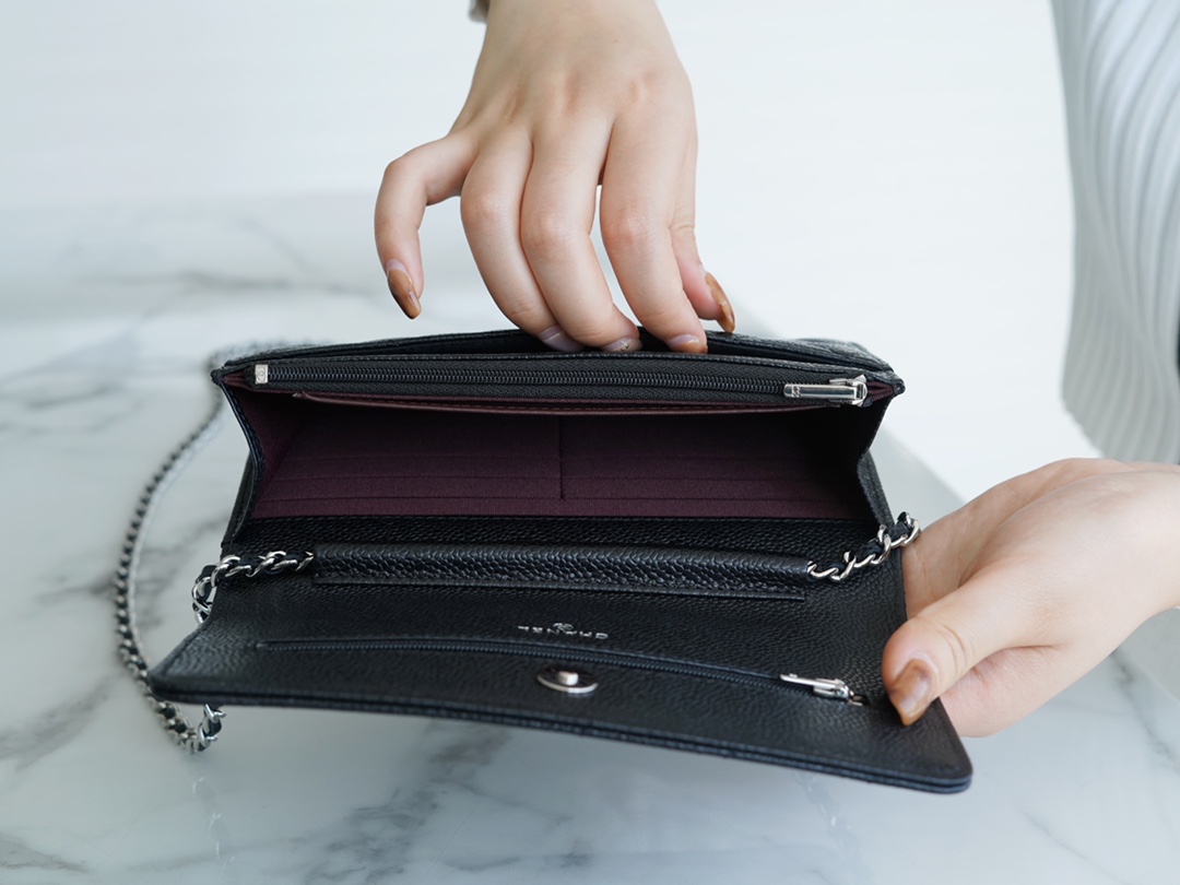 最高級シャネルスーパーコピー シャネルバッグコピー CHANEL WOC マトラッセ チェーンウォレット ブラック A33814 Y01480 C3906 キャビアスキン シルバー金具 - 画像 (3)