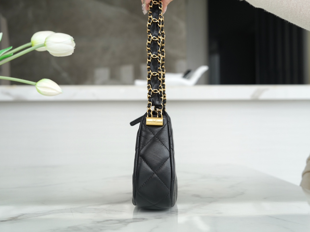 最高級シャネルスーパーコピー シャネルバッグコピー CHANEL チェーンショルダーホーボーバッグ ブラック AS4612 B14306 94305 ラムスキン ゴールド金具 - 画像 (7)