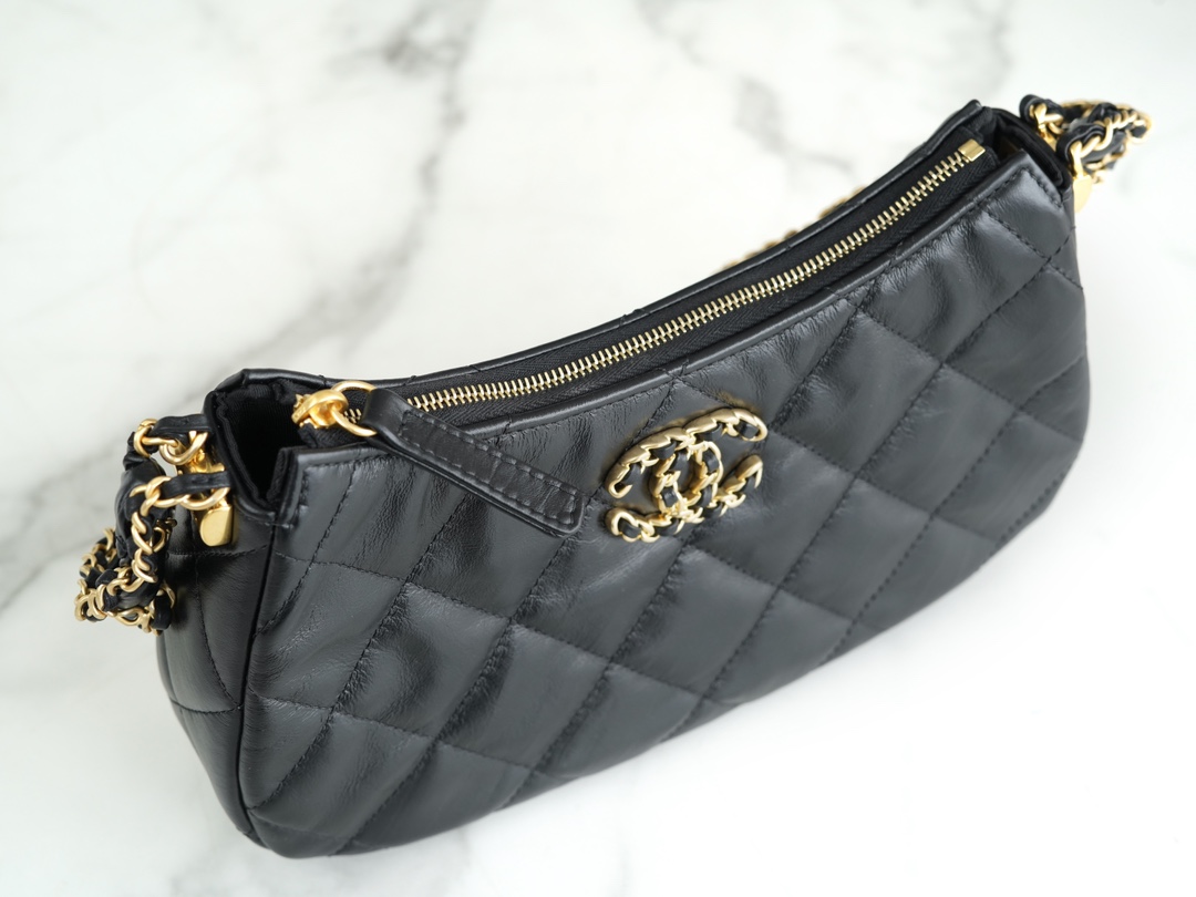 最高級シャネルスーパーコピー シャネルバッグコピー CHANEL チェーンショルダーホーボーバッグ ブラック AS4612 B14306 94305 ラムスキン ゴールド金具 - 画像 (3)