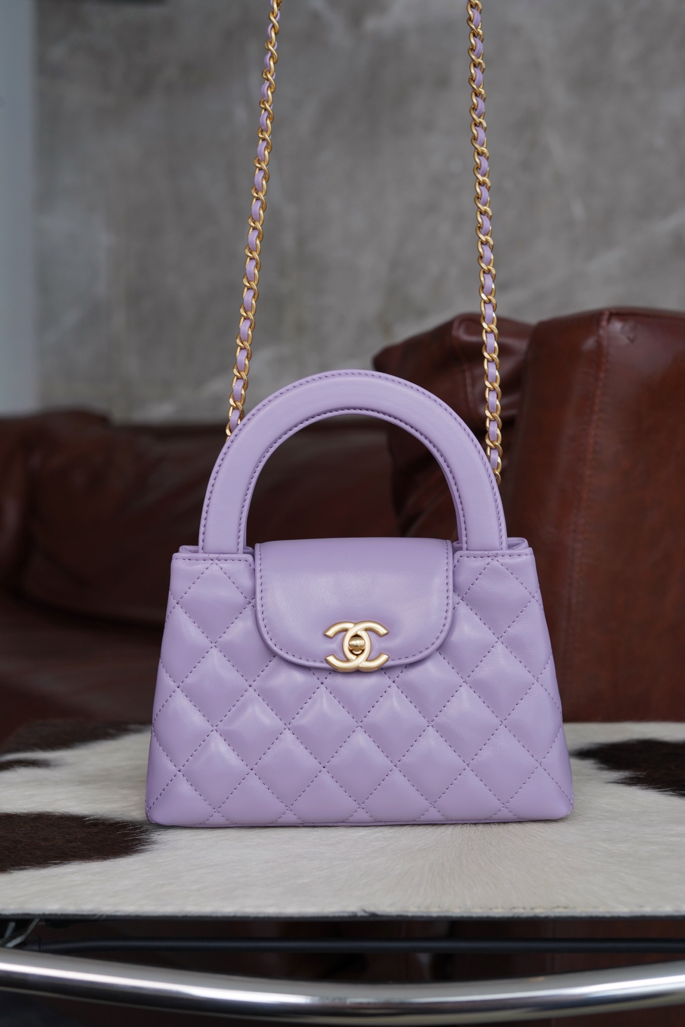 最高級シャネルスーパーコピー シャネルバッグコピー CHANEL ミニ ショッピング バッグ パープル AS4416 B14296 NY564 カーフスキン ゴールド金具 - 画像 (9)