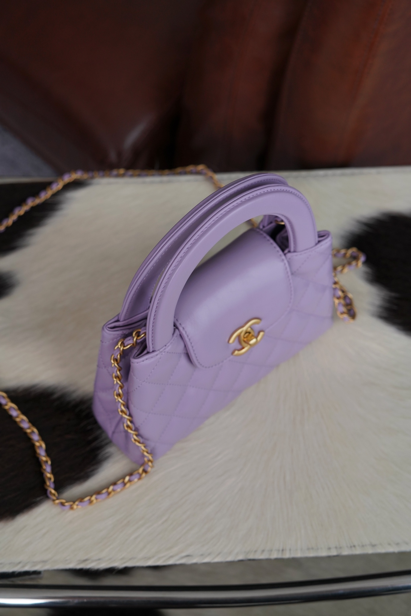 最高級シャネルスーパーコピー シャネルバッグコピー CHANEL ミニ ショッピング バッグ パープル AS4416 B14296 NY564 カーフスキン ゴールド金具 - 画像 (5)