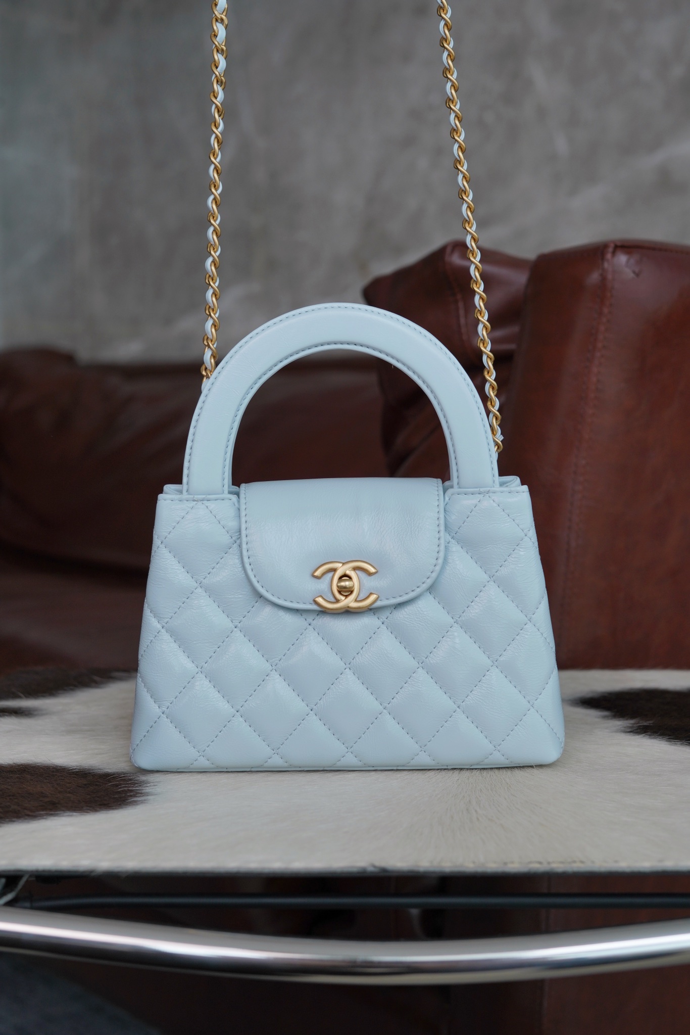最高級シャネルスーパーコピー シャネルバッグコピー CHANEL ミニ ショッピング バッグ ライトブルー AS4416 B14296 N0195 カーフスキン ゴールド金具 - 画像 (9)