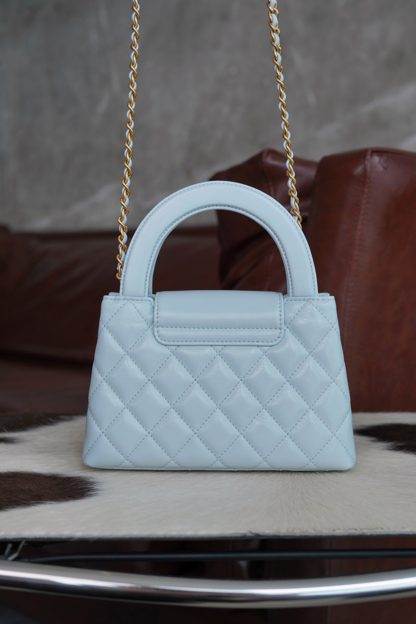 最高級シャネルスーパーコピー シャネルバッグコピー CHANEL ミニ ショッピング バッグ ライトブルー AS4416 B14296 N0195 カーフスキン ゴールド金具 - 画像 (8)