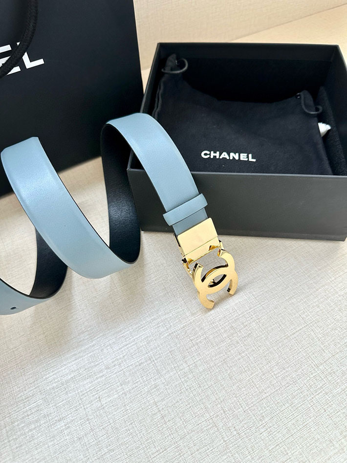 最高級シャネルスーパーコピー シャネルベルトコピー 30MM スカイブルー/ブラック レザー シルバー金具 202408173 - 画像 (4)