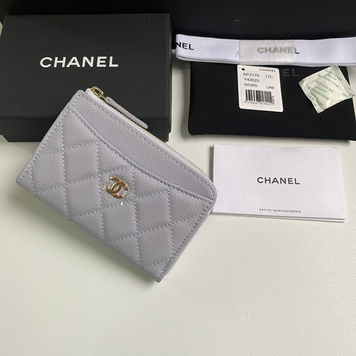 最高級シャネルスーパーコピー シャネルカードケースコピー クラシック ジップ カードケース グレー AP3179 B10583 NR652 キャビアスキン ゴールド金具 - 画像 (8)