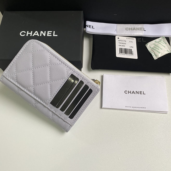 最高級シャネルスーパーコピー シャネルカードケースコピー クラシック ジップ カードケース グレー AP3179 B10583 NR652 キャビアスキン ゴールド金具 - 画像 (7)