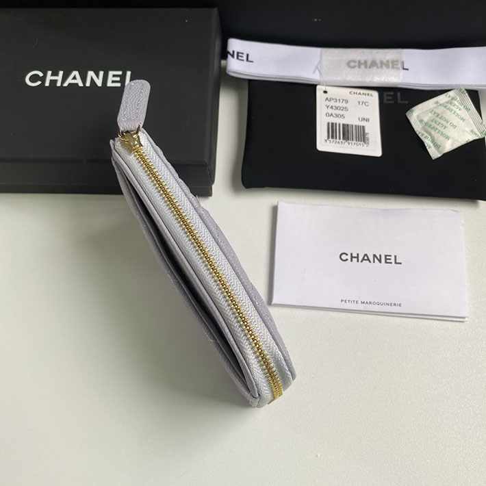 最高級シャネルスーパーコピー シャネルカードケースコピー クラシック ジップ カードケース グレー AP3179 B10583 NR652 キャビアスキン ゴールド金具 - 画像 (4)