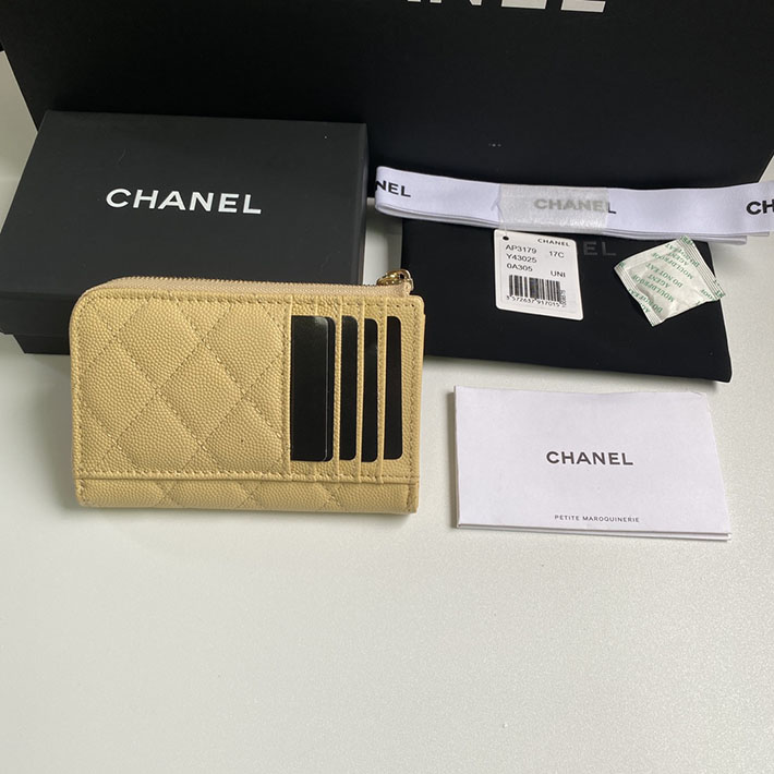 最高級シャネルスーパーコピー シャネルカードケースコピー クラシック ジップ カードケース ベージュ AP3179 B10583 NZG75 キャビアスキン ゴールド金具 - 画像 (9)