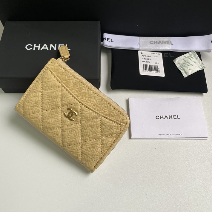 最高級シャネルスーパーコピー シャネルカードケースコピー クラシック ジップ カードケース ベージュ AP3179 B10583 NZG75 キャビアスキン ゴールド金具 - 画像 (8)