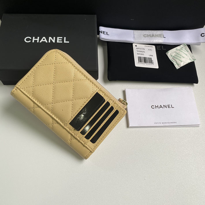 最高級シャネルスーパーコピー シャネルカードケースコピー クラシック ジップ カードケース ベージュ AP3179 B10583 NZG75 キャビアスキン ゴールド金具 - 画像 (7)
