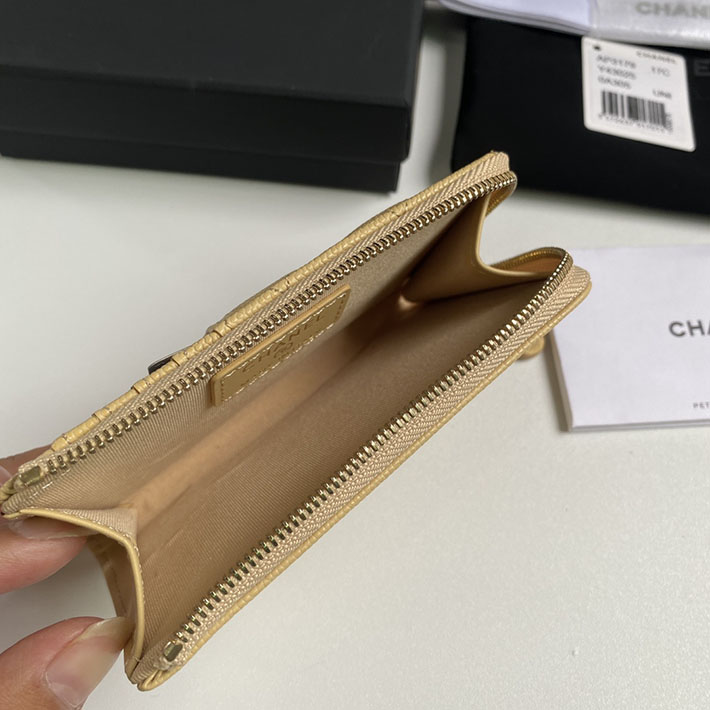 最高級シャネルスーパーコピー シャネルカードケースコピー クラシック ジップ カードケース ベージュ AP3179 B10583 NZG75 キャビアスキン ゴールド金具 - 画像 (3)