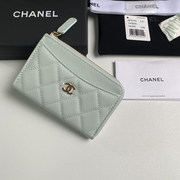 最高級シャネルスーパーコピー シャネルカードケースコピー クラシック ジップ カードケース グレー AP3179 B10583 NL303 キャビアスキン ゴールド金具 - 画像 (7)