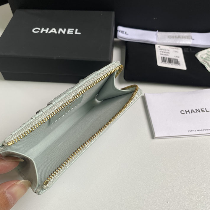 最高級シャネルスーパーコピー シャネルカードケースコピー クラシック ジップ カードケース グレー AP3179 B10583 NL303 キャビアスキン ゴールド金具 - 画像 (3)