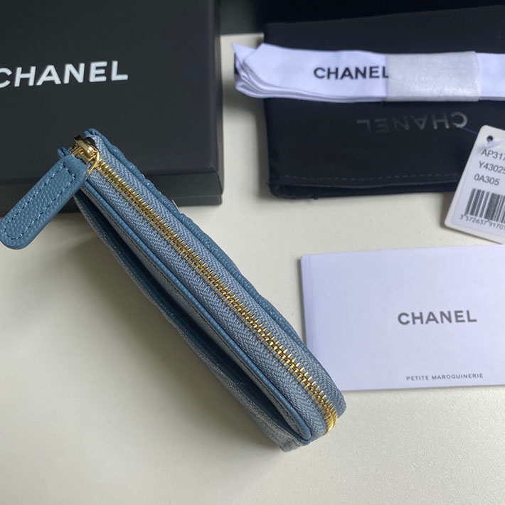 最高級シャネルスーパーコピー シャネルカードケースコピー クラシック ジップ カードケース グレー AP3179 B10583 N0195 キャビアスキン ゴールド金具 - 画像 (4)