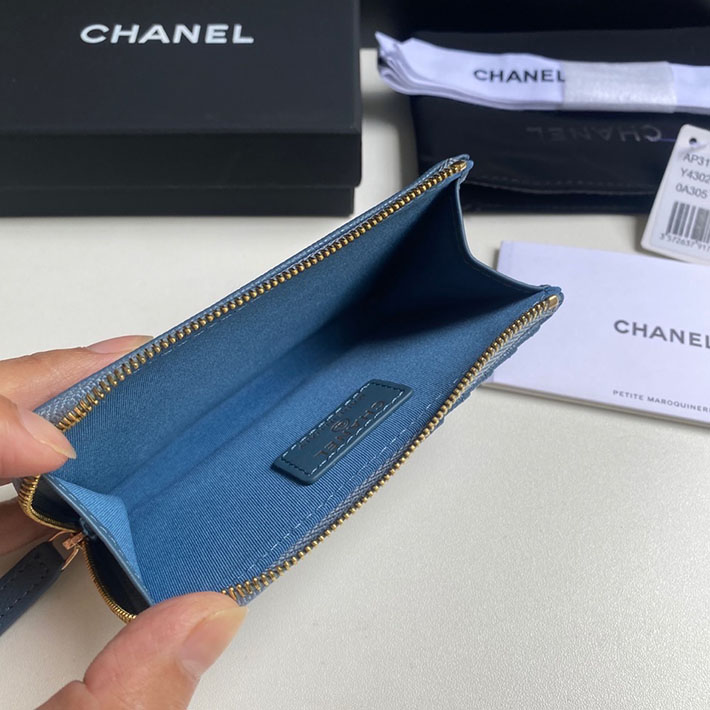 最高級シャネルスーパーコピー シャネルカードケースコピー クラシック ジップ カードケース グレー AP3179 B10583 N0195 キャビアスキン ゴールド金具 - 画像 (3)