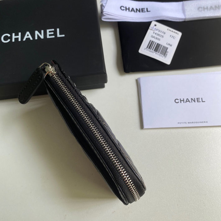 最高級シャネルスーパーコピー シャネルカードケースコピー クラシック ジップ カードケース ブラック AP3179 B10583 94305 ラムスキン シルバー金具 - 画像 (4)