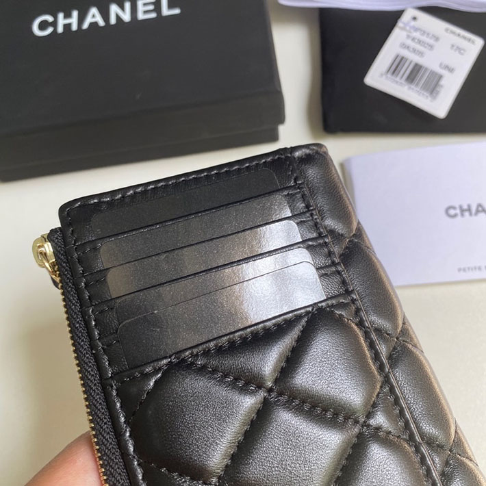 最高級シャネルスーパーコピー シャネルカードケースコピー クラシック ジップ カードケース ブラック AP3179 B10583 94305 ラムスキン ゴールド金具 - 画像 (6)