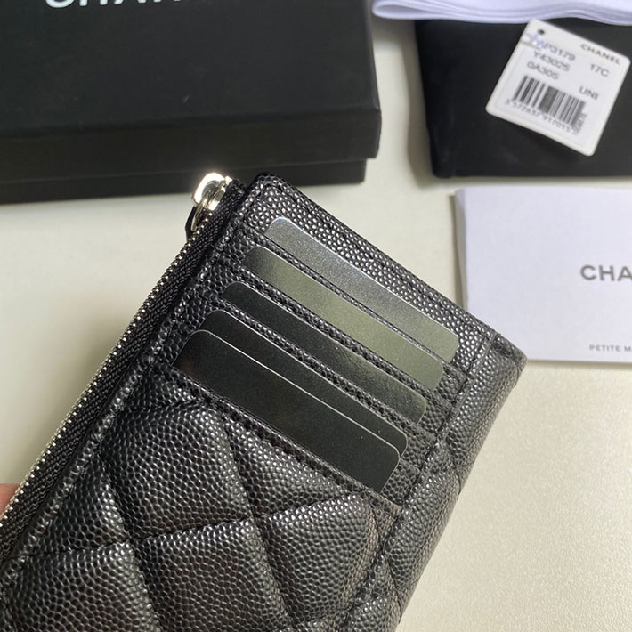 最高級シャネルスーパーコピー シャネルカードケースコピー クラシック ジップ カードケース ブラック AP3179 B10583 94305 キャビアスキン シルバー金具 - 画像 (5)
