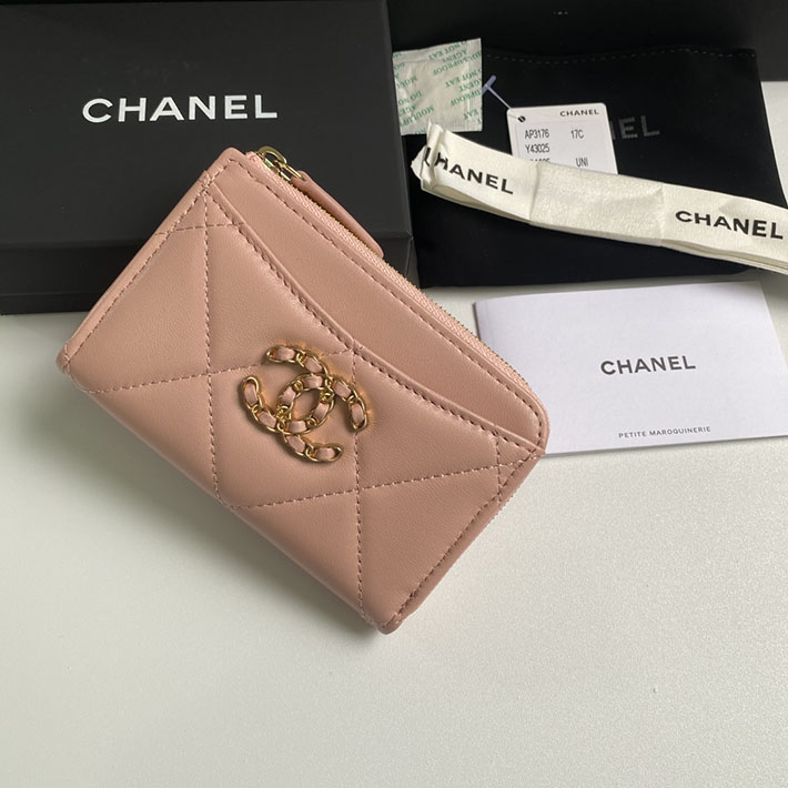 最高級シャネルスーパーコピー シャネルカードケースコピー CHANEL 19 ジップ コインパース ピンク AP2086 B04852 NG750 ラムスキン ゴールド金具 - 画像 (8)