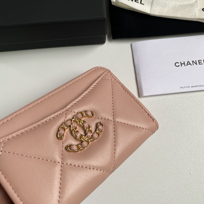 最高級シャネルスーパーコピー シャネルカードケースコピー CHANEL 19 ジップ コインパース ピンク AP2086 B04852 NG750 ラムスキン ゴールド金具 - 画像 (6)