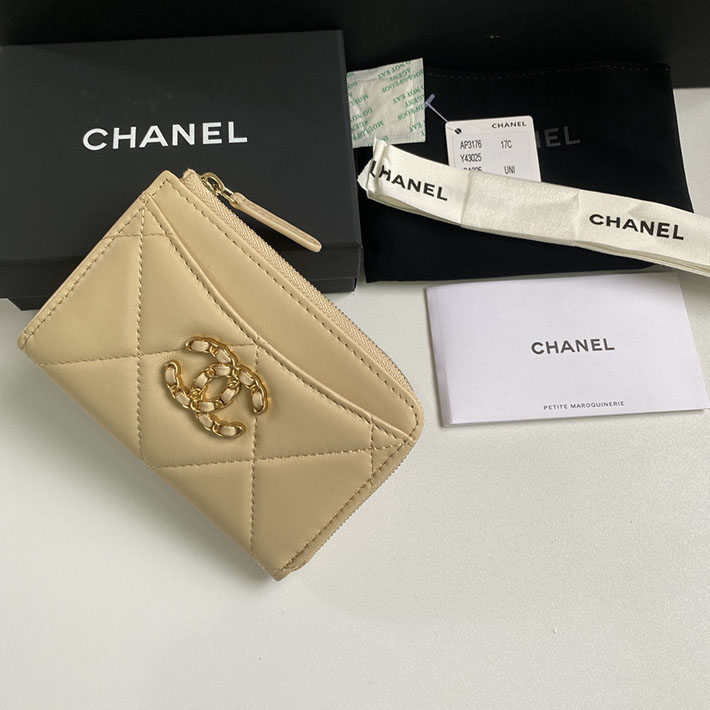 最高級シャネルスーパーコピー シャネルカードケースコピー CHANEL 19 ジップ コインパース ベージュ AP2086 B04852 NZG75 ラムスキン ゴールド金具 - 画像 (8)