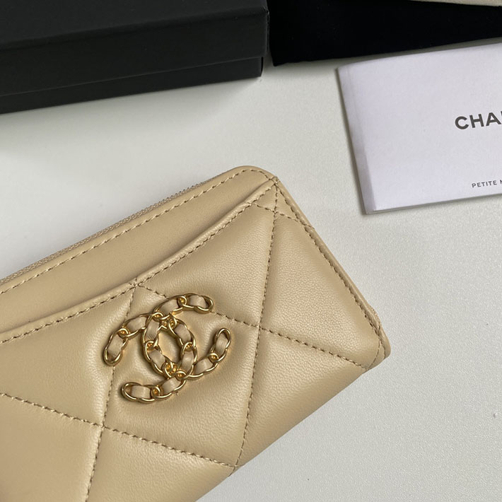 最高級シャネルスーパーコピー シャネルカードケースコピー CHANEL 19 ジップ コインパース ベージュ AP2086 B04852 NZG75 ラムスキン ゴールド金具 - 画像 (6)