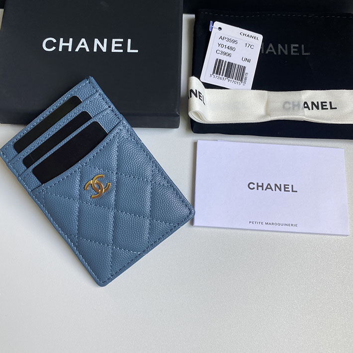 最高級シャネルスーパーコピー シャネルカードケースコピー クラシックカード ホルダー ブルー AP3595 B10583 N0195 キャビアスキン ゴールド金具 - 画像 (8)