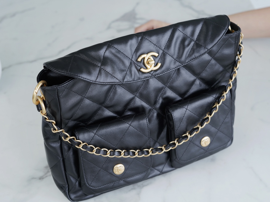 最高級シャネルスーパーコピー シャネルバッグコピー CHANEL 24P ホーボー バッグ 2024秋冬新作 ブラック AS3710 カーフスキン ゴールド金具 - 画像 (9)