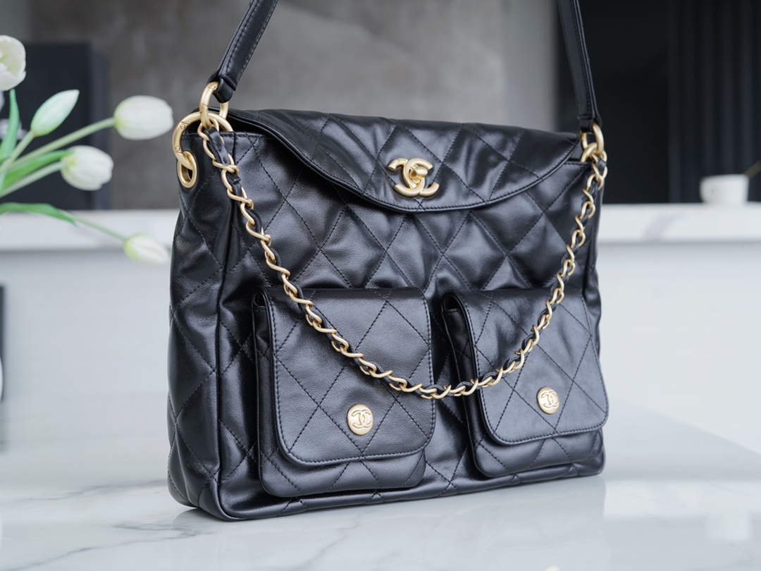 最高級シャネルスーパーコピー シャネルバッグコピー CHANEL 24P ホーボー バッグ 2024秋冬新作 ブラック AS3710 カーフスキン ゴールド金具 - 画像 (7)