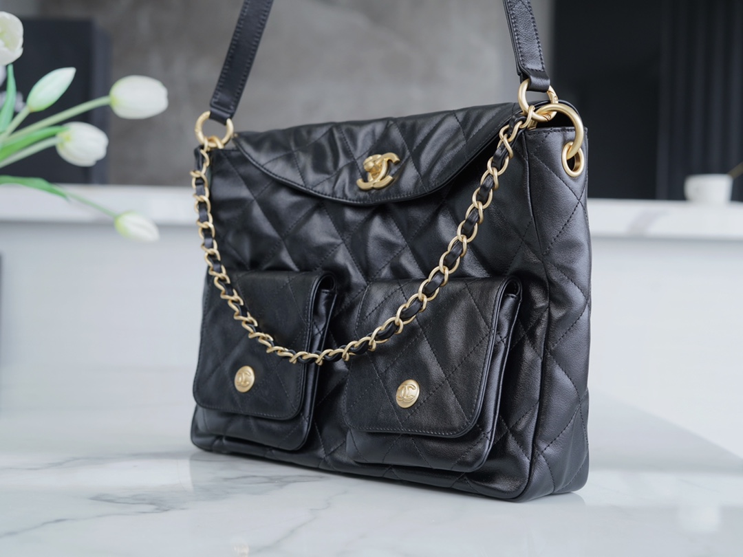 最高級シャネルスーパーコピー シャネルバッグコピー CHANEL 24P ホーボー バッグ 2024秋冬新作 ブラック AS3710 カーフスキン ゴールド金具 - 画像 (4)