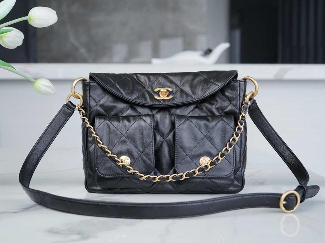 最高級シャネルスーパーコピー シャネルバッグコピー CHANEL 24P ホーボー バッグ 2024秋冬新作 ブラック 202408223 カーフスキン ゴールド金具 - 画像 (9)