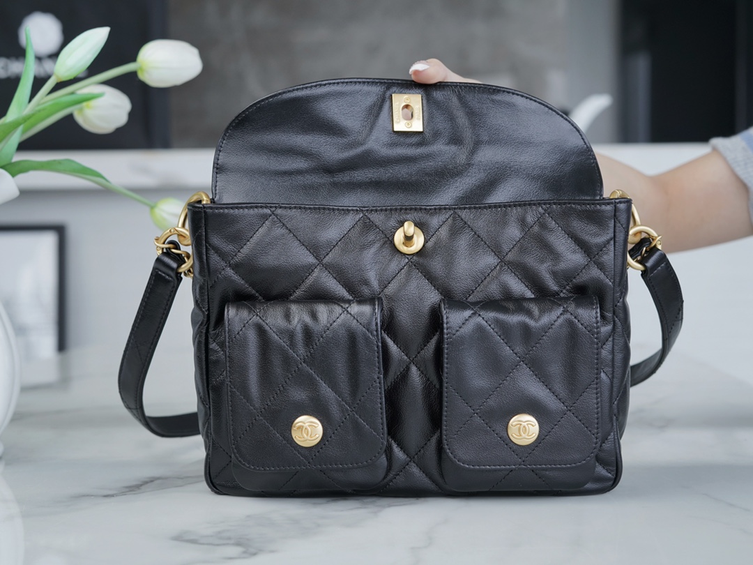 最高級シャネルスーパーコピー シャネルバッグコピー CHANEL 24P ホーボー バッグ 2024秋冬新作 ブラック 202408223 カーフスキン ゴールド金具 - 画像 (5)