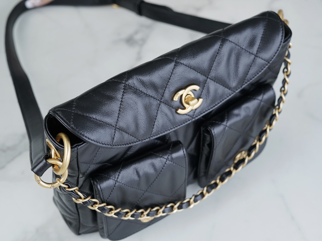最高級シャネルスーパーコピー シャネルバッグコピー CHANEL 24P ホーボー バッグ 2024秋冬新作 ブラック 202408223 カーフスキン ゴールド金具 - 画像 (4)