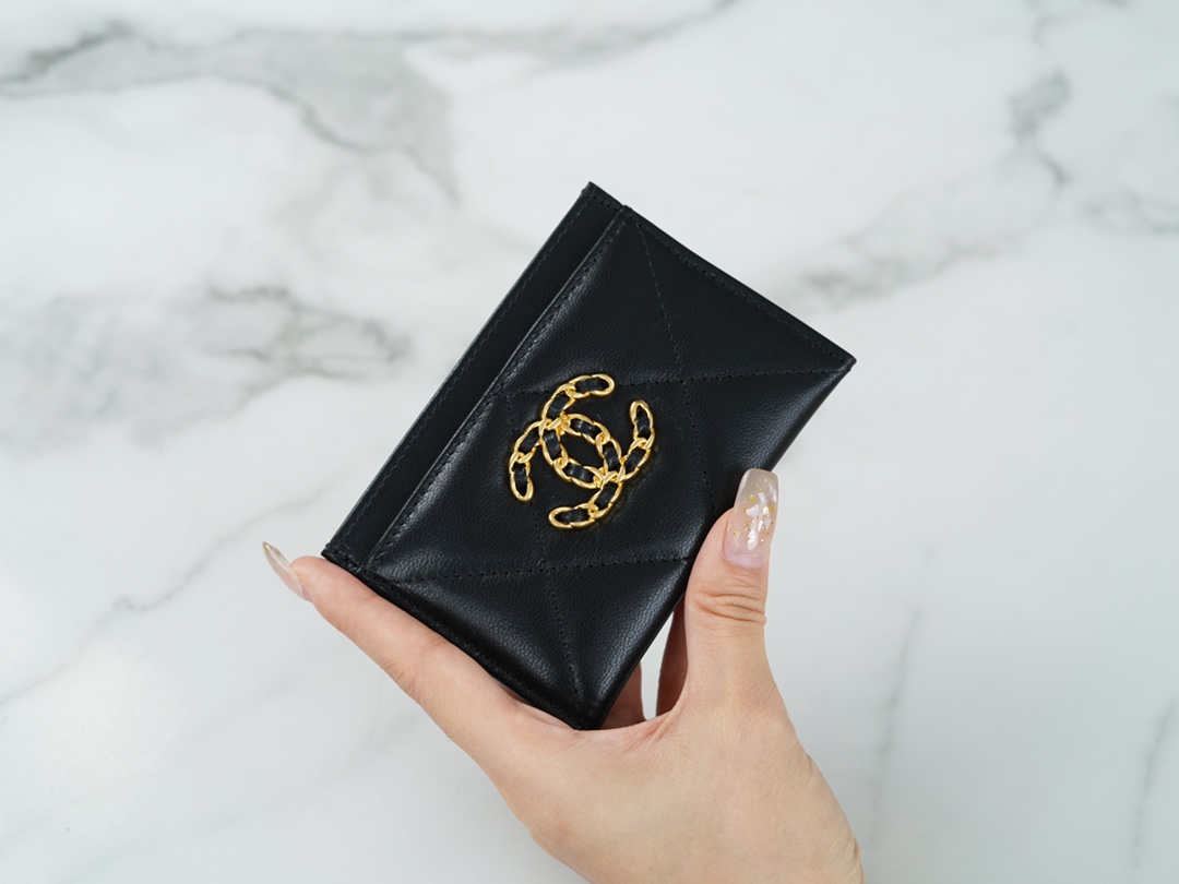 最高級シャネルスーパーコピー シャネルカードケースコピー CHANEL 19 カードケース 名刺入れ ブラック AP1167 B04852 94305 ラムスキン ゴールド金具 - 画像 (6)