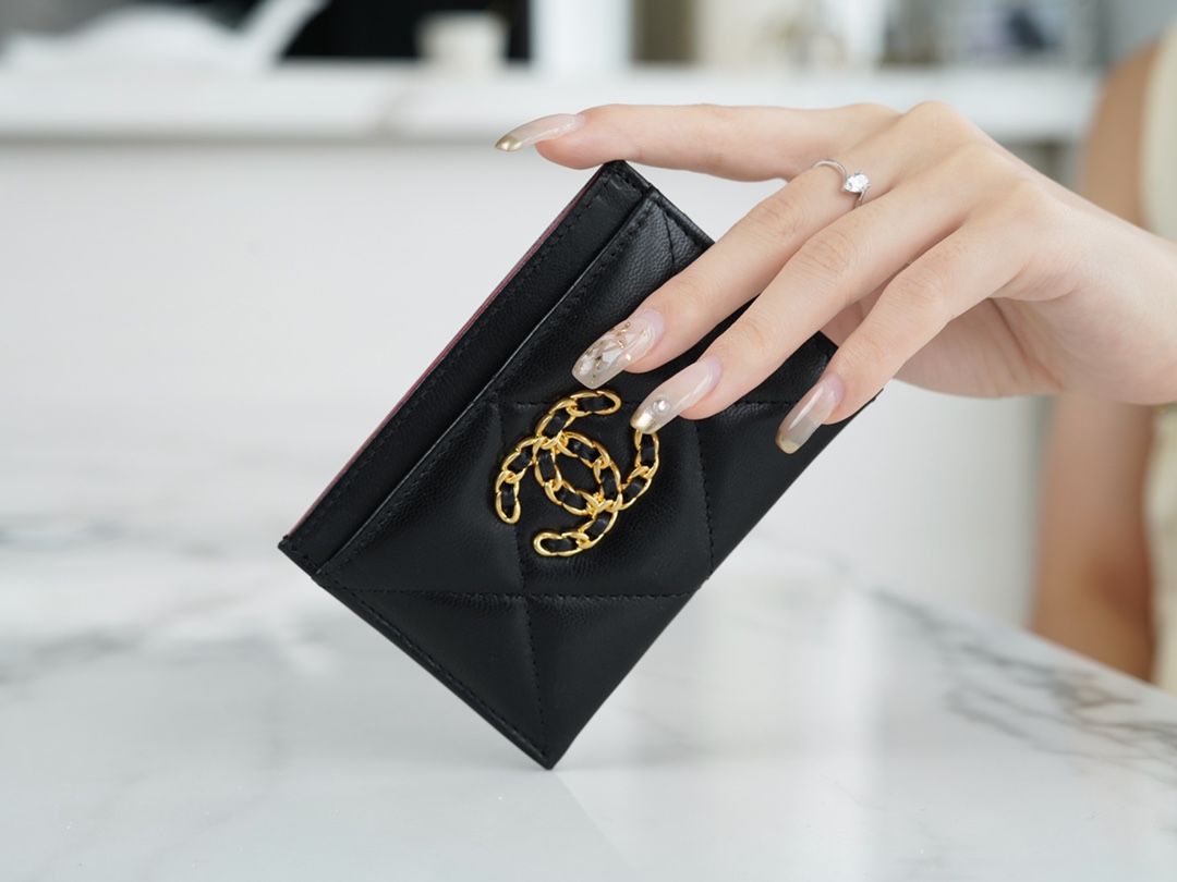 最高級シャネルスーパーコピー シャネルカードケースコピー CHANEL 19 カードケース 名刺入れ ブラック AP1167 B04852 94305 ラムスキン ゴールド金具 - 画像 (5)