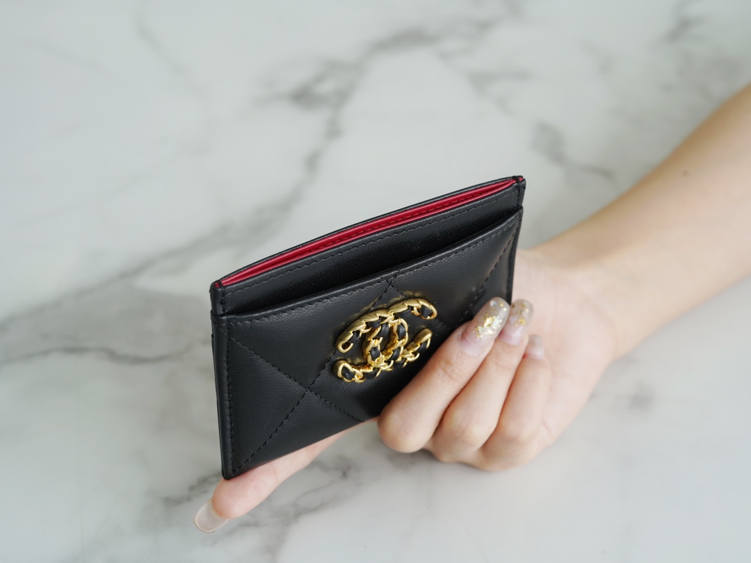 最高級シャネルスーパーコピー シャネルカードケースコピー CHANEL 19 カードケース 名刺入れ ブラック AP1167 B04852 94305 ラムスキン ゴールド金具 - 画像 (4)