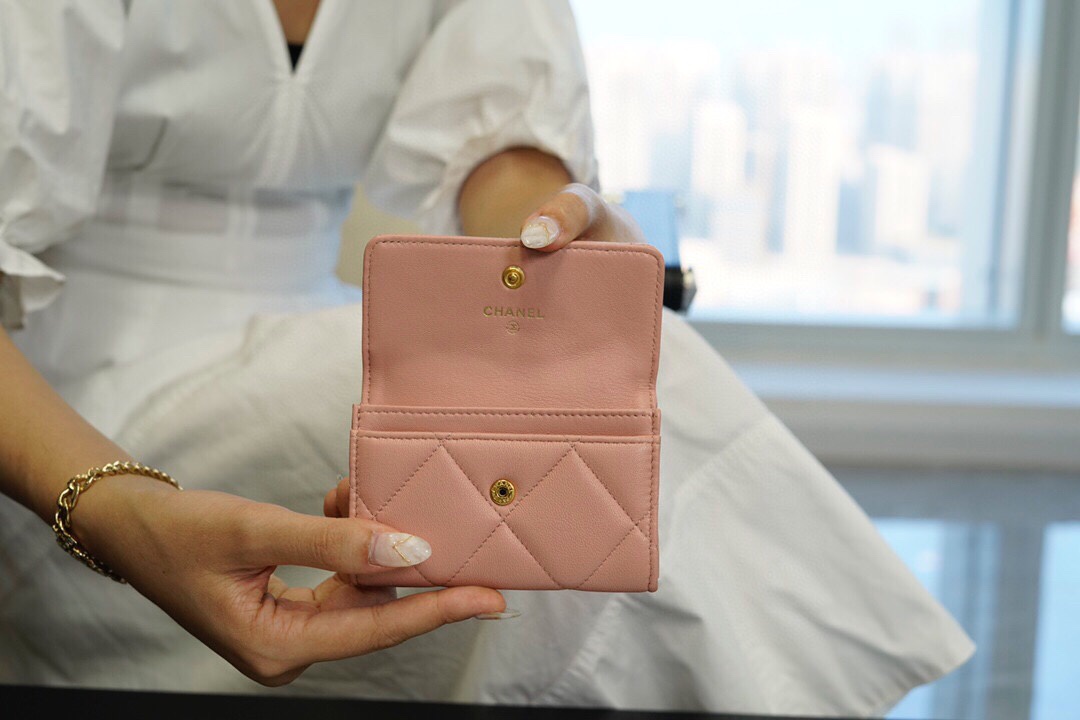 最高級シャネルスーパーコピー シャネルカードケースコピー CHANEL 19 フラップ カードケース ピンク AP1790 B04852 NG750 ラムスキン ゴールド金具 - 画像 (6)