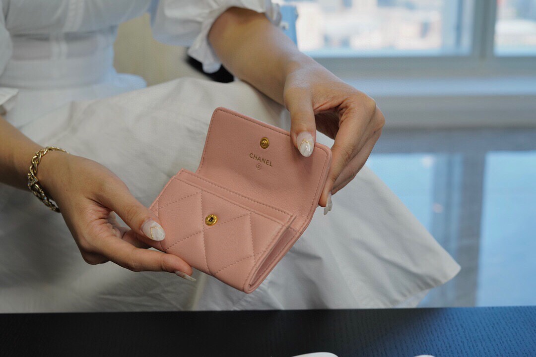 最高級シャネルスーパーコピー シャネルカードケースコピー CHANEL 19 フラップ カードケース ピンク AP1790 B04852 NG750 ラムスキン ゴールド金具 - 画像 (5)