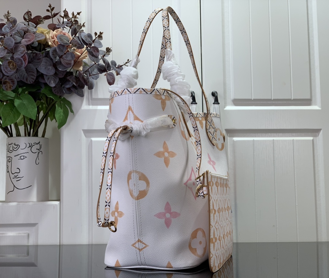 ルイヴィトン トートバッグ 新作 ネヴァーフル MM LV バイザプール ベージュ×ホワイト×ピンク M22978 モノグラム キャンバス ゴールド金具 - 画像 (8)