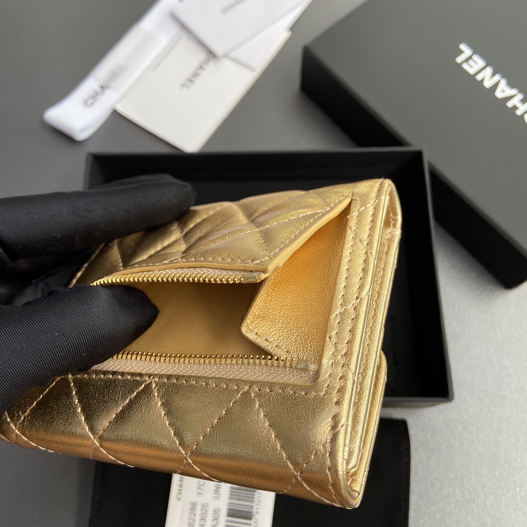 最高級シャネルスーパーコピー シャネル財布コピー 三つ折り財布 マトラッセ ココマーク ゴールド A82288 Y01295 NG754 キャビアスキン ゴールド金具 - 画像 (3)