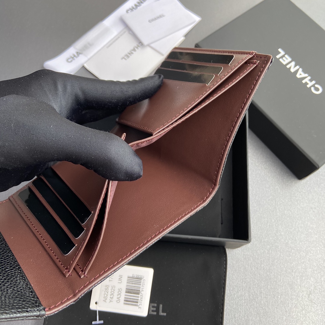 最高級シャネルスーパーコピー シャネル財布コピー 三つ折り財布 マトラッセ ココマーク ブラック A82288 Y01295 C3906 キャビアスキン ゴールド金具 - 画像 (3)
