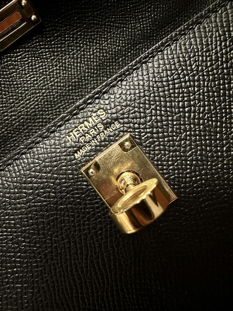 最高級エルメススーパーコピー ケリー25コピー ケリー25 外縫い 黒 ブラック エプソン ゴールド金具 - 画像 (9)