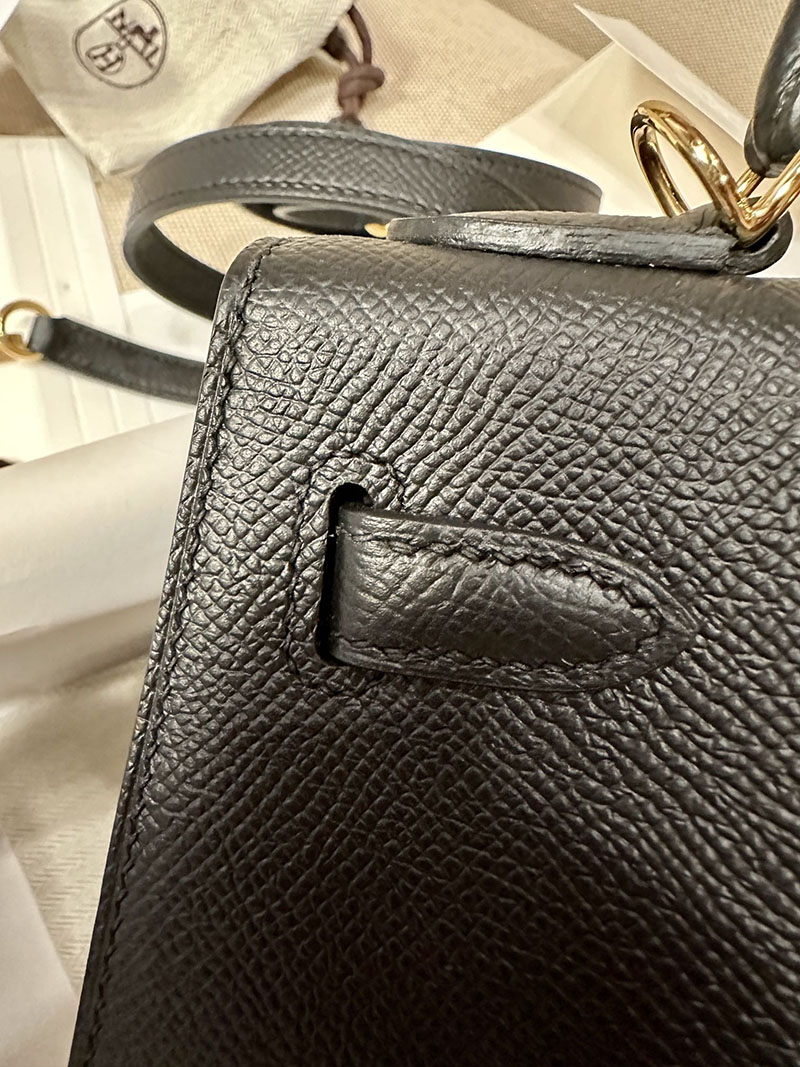 最高級エルメススーパーコピー ケリー25コピー ケリー25 外縫い 黒 ブラック エプソン ゴールド金具 - 画像 (2)