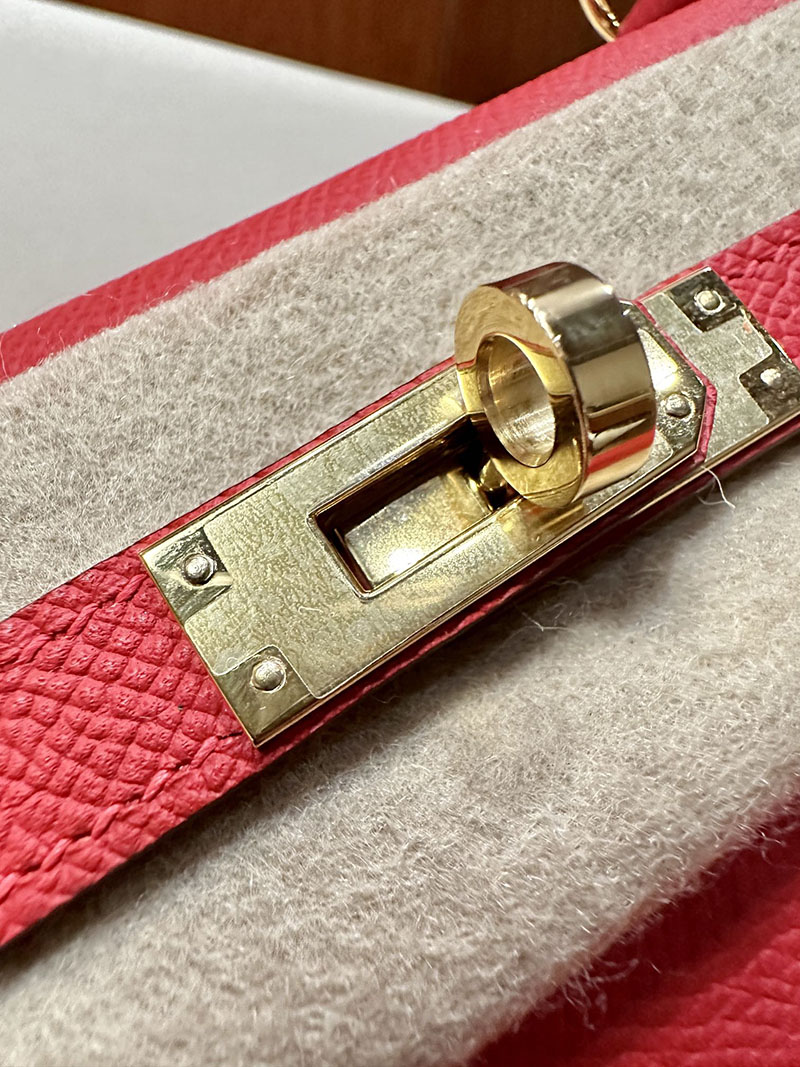 最高級エルメススーパーコピー ケリー25コピー ケリー25 外縫い ルージュドクール エプソン ゴールド金具 - 画像 (6)