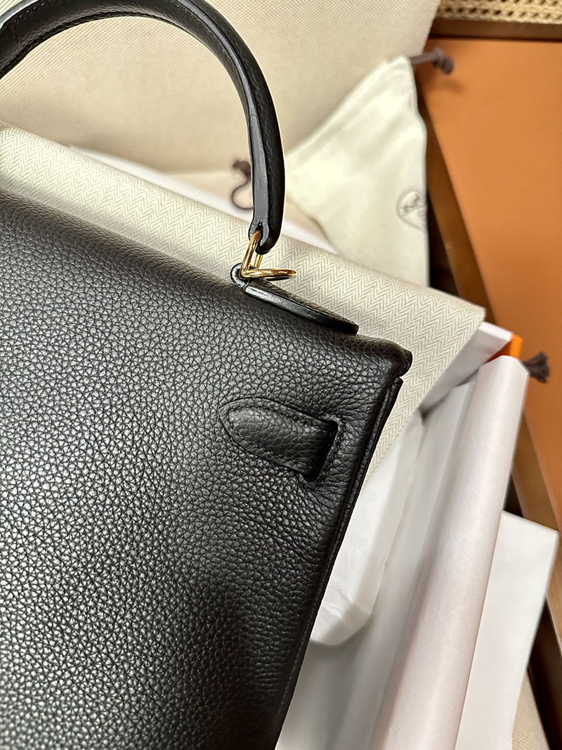 最高級エルメススーパーコピー ケリー28コピー ケリー28 内縫い 黒 ブラック トゴ ゴールド金具 - 画像 (7)