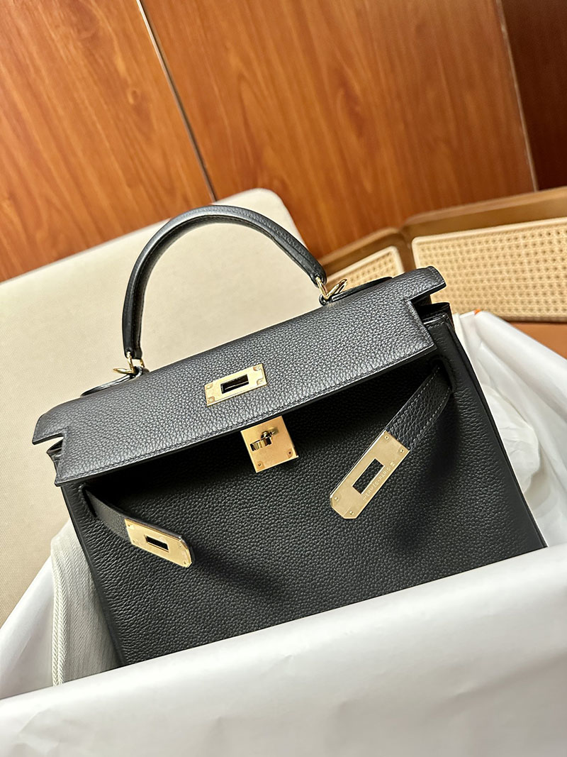 最高級エルメススーパーコピー ケリー28コピー ケリー28 内縫い 黒 ブラック トゴ ゴールド金具 - 画像 (5)