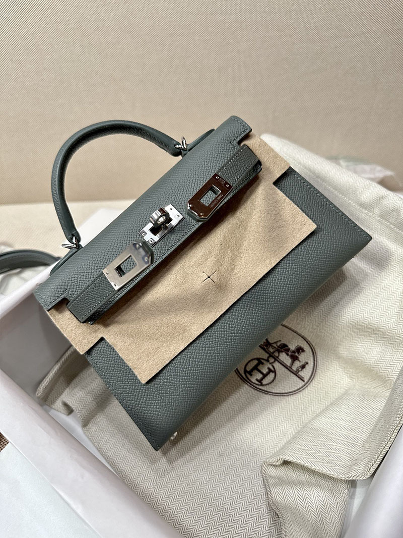 最高級エルメススーパーコピー ケリーミニコピー ケリーミニ ドゥ ケリー20 外縫い ヴェールアマンド ヴォーエプソン シルバー金具 - 画像 (3)